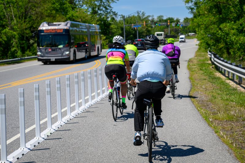 People riding bikes